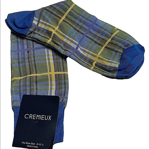 Nwt Daniel Cremieux Blue and Yellow Plaid Dress Sox - Picture 1 of 3